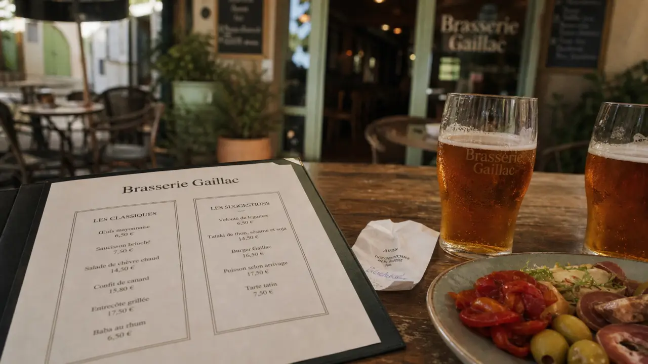 Brasserie Gaillac : verres à bière et tapas sur une terrasse conviviale