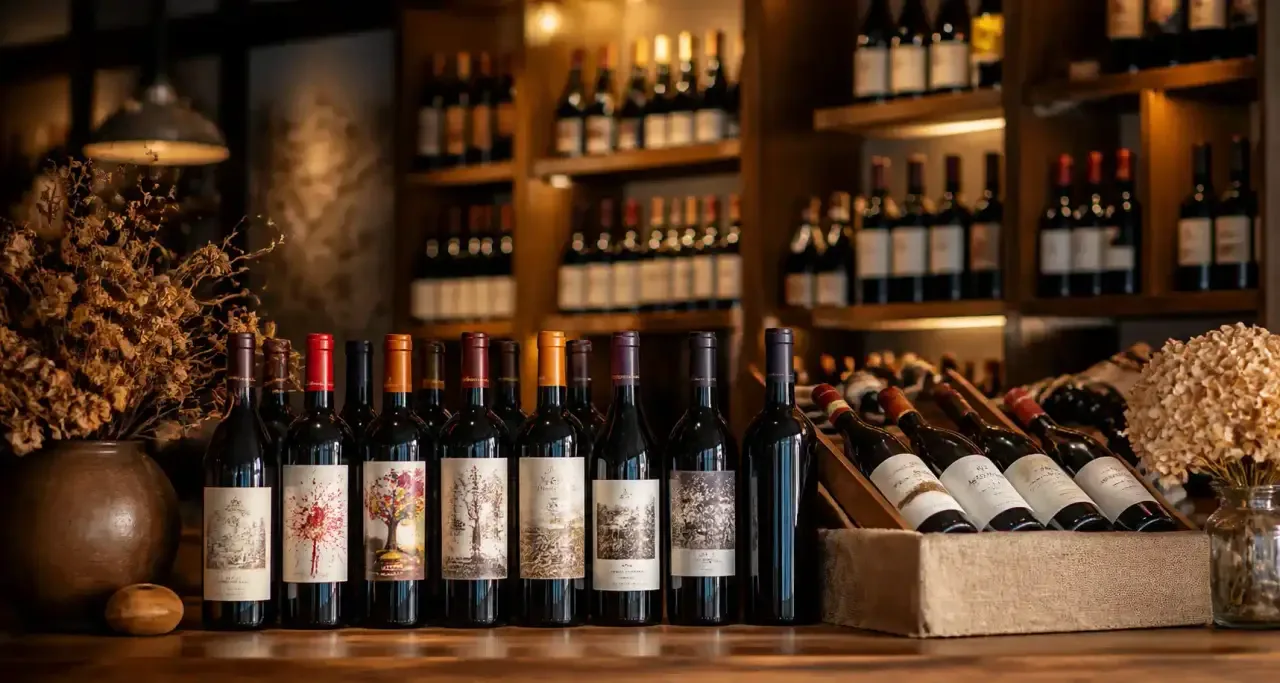 Caviste presentant des bouteilles de vins du Sud-Ouest dans sa boutique
