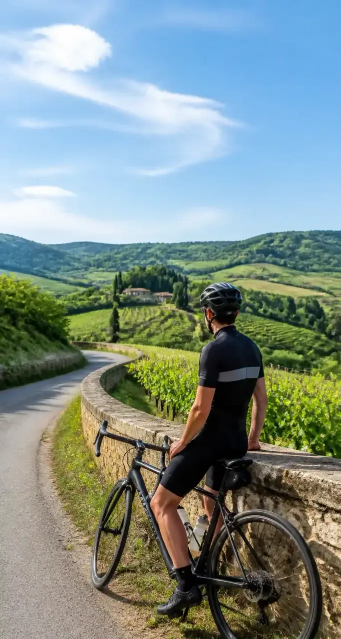 Balade a velo au milieu des vignes dans la campagne du Tarn