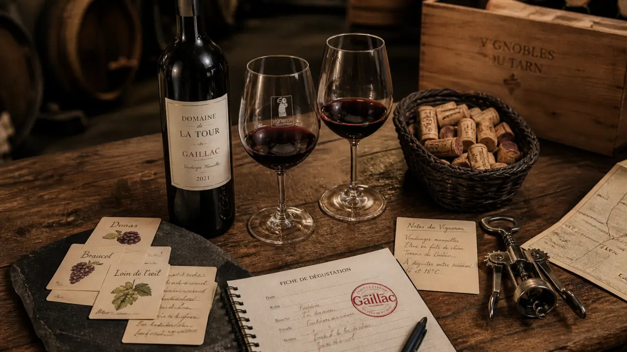 cave a vin tarn à Gaillac, dégustation sur table en bois