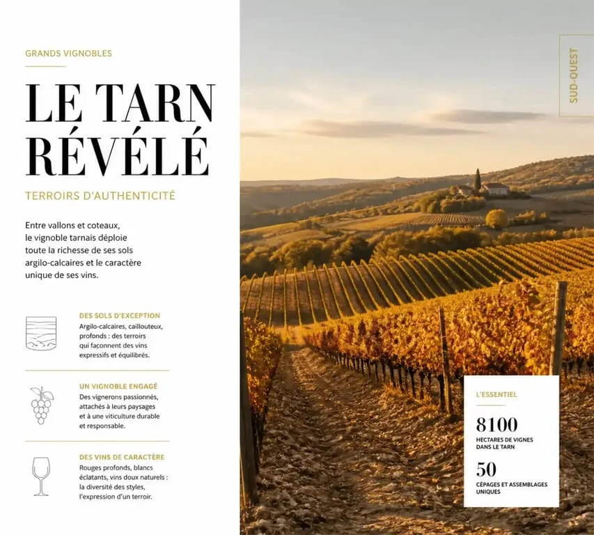 Vignoble du Tarn, terroir typique pour le vin blanc du Tarn