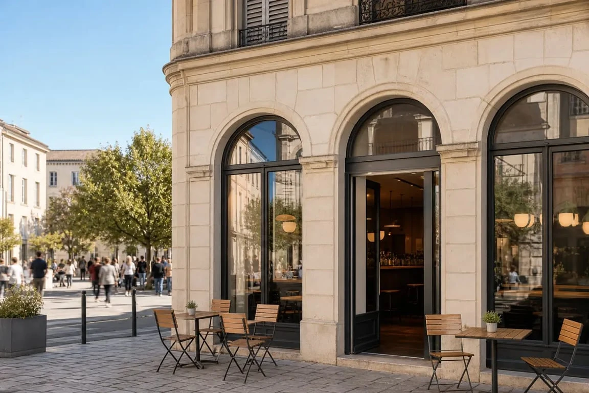 Le Conti Gaillac : façade d’une brasserie française au centre-ville
