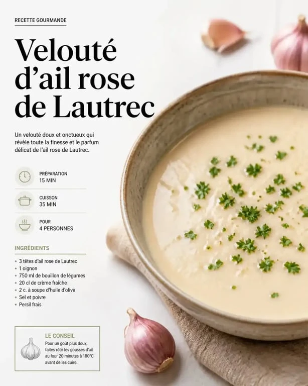 Velouté d'ail rose de Lautrec, une spécialité des produits locaux du Tarn