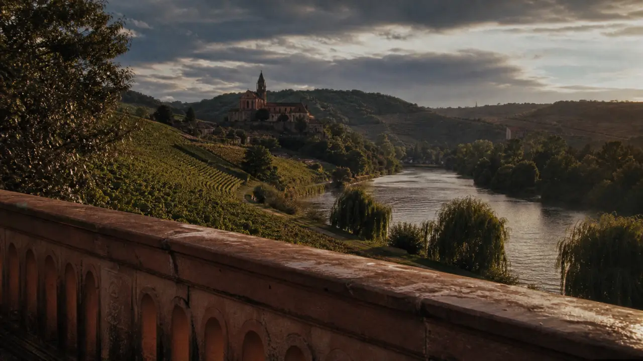 Gaillac tarn : vignoble et bords du Tarn, brique rose