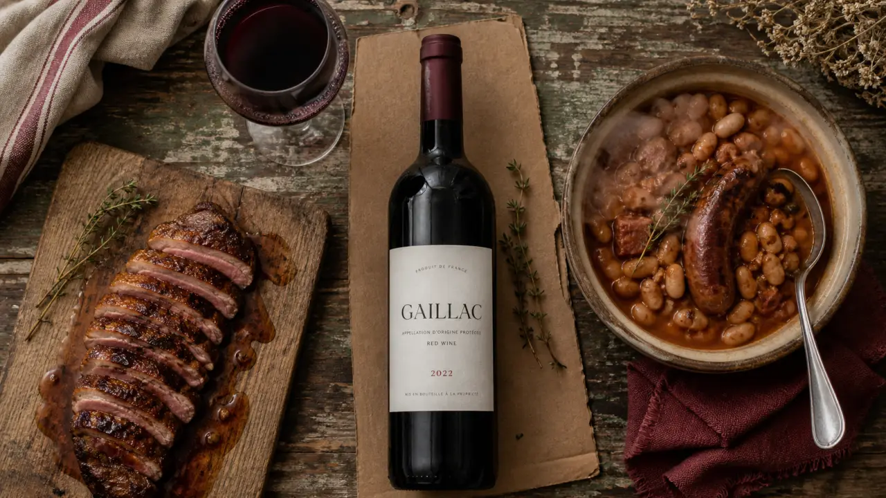 Vin gaillac rouge accompagnement : magret et cassoulet, jeune et charpenté
