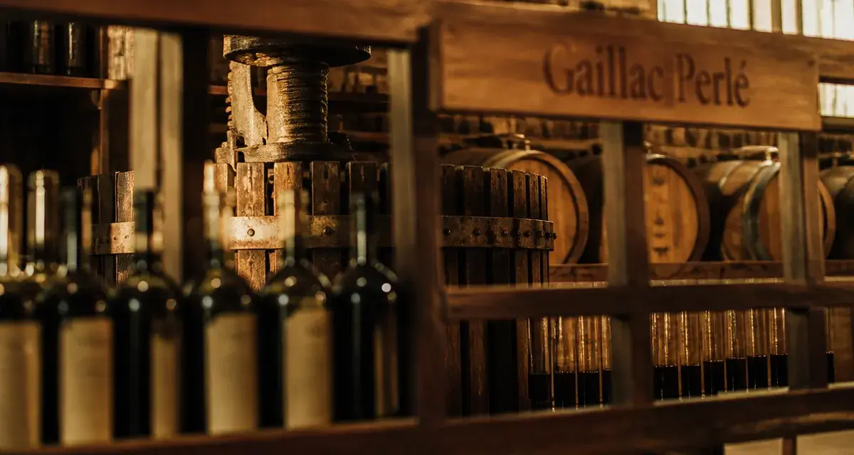 Vin labastide gaillac en chai, bouteilles et pressoir à Gaillac
