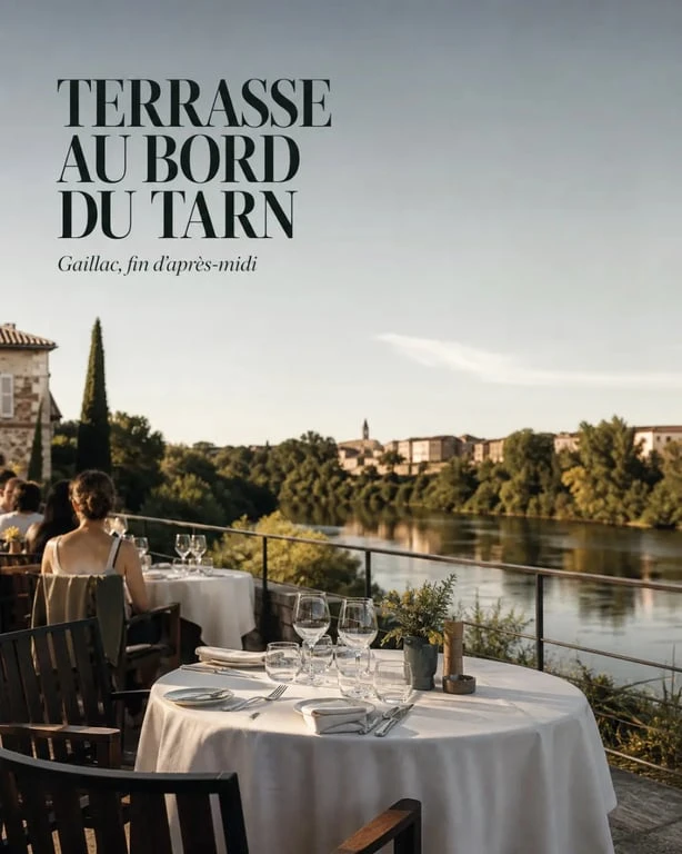 Restaurant bord du Tarn Gaillac avec terrasse au bord de l’eau
