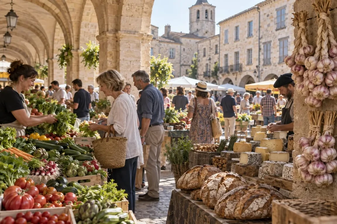 Les plus beaux marchés du Tarn sous les arcades d’une bastide médiévale