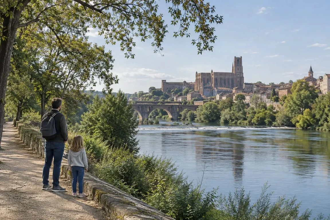 Balade au bord du Tarn à Albi adaptée à une sortie en famille