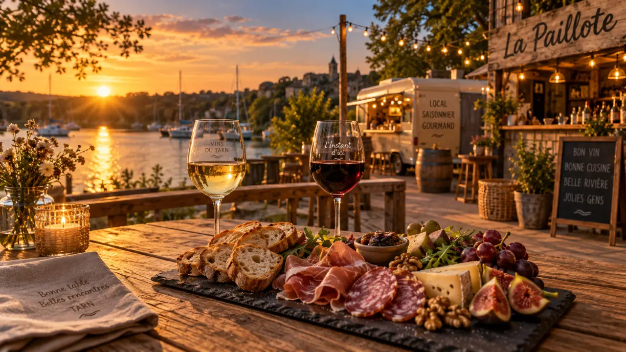 Restaurant aigueleze tarn La Paillote au bord de l’eau, terrasse sur le Tarn