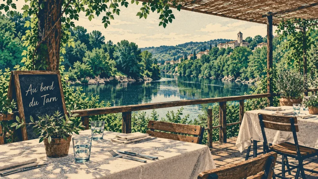 Restaurant au bord du Tarn : vérifiez la vue, la terrasse et les horaires avant de réserver